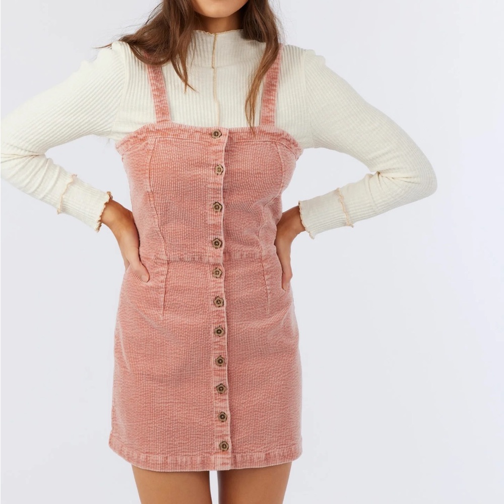 NWOT O’neill Pink Button-Front Pinafore Dress